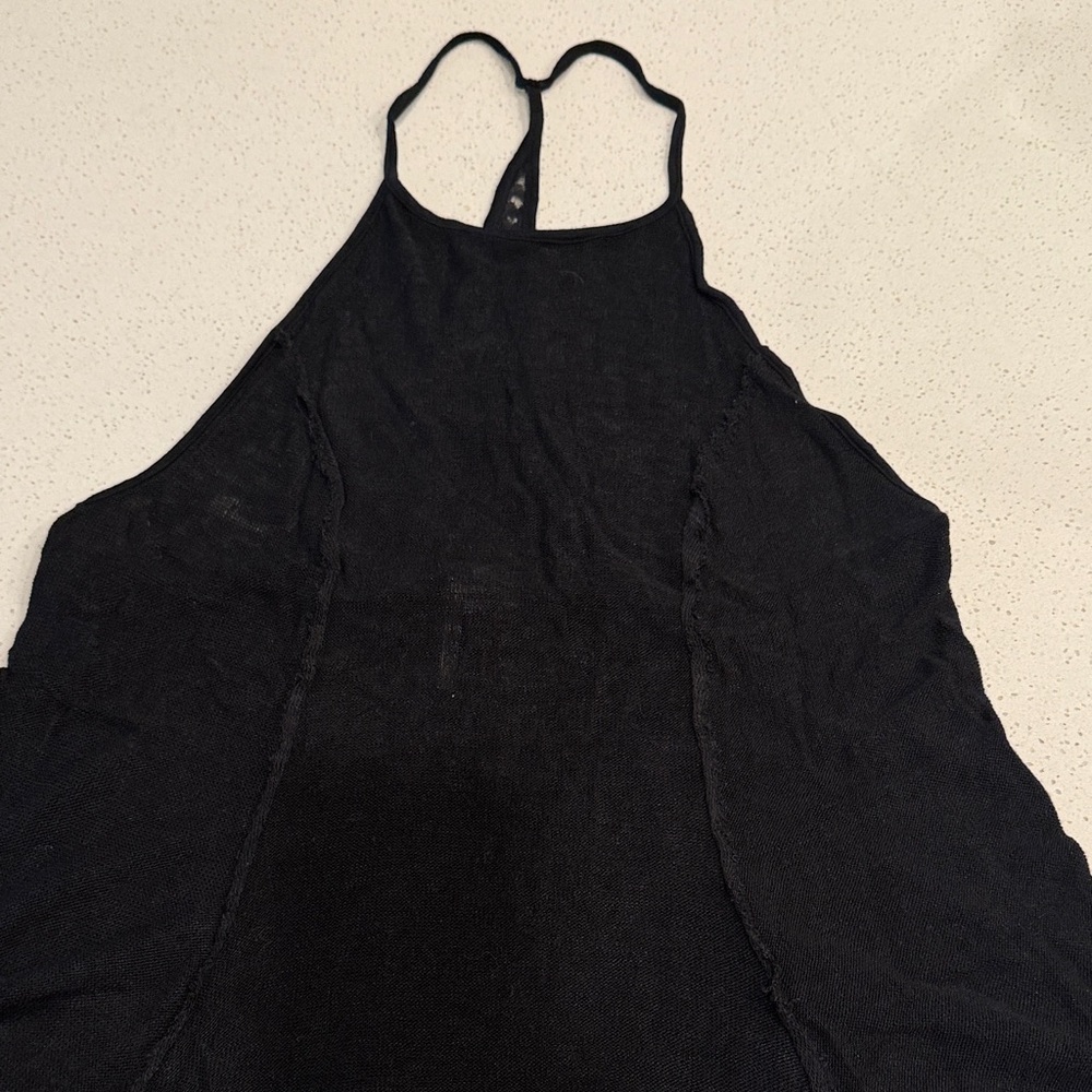 Free People Black Lace Detail Halter Top